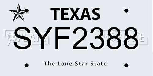 SYF2388 Texas License Plate
