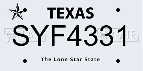 SYF4331 Texas License Plate
