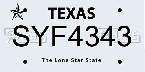 SYF4343 Texas License Plate