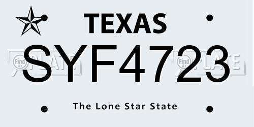 SYF4723 Texas License Plate