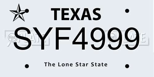 SYF4999 Texas License Plate
