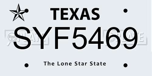 SYF5469 Texas License Plate