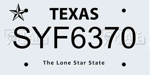 SYF6370 Texas License Plate