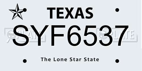 SYF6537 Texas License Plate