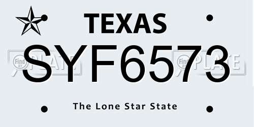 SYF6573 Texas License Plate