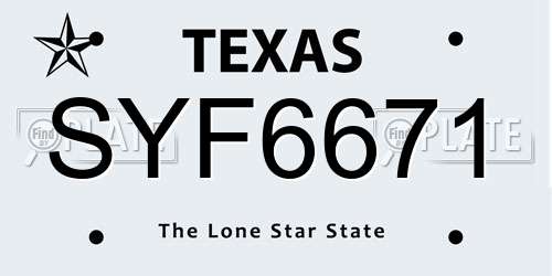 SYF6671 Texas License Plate