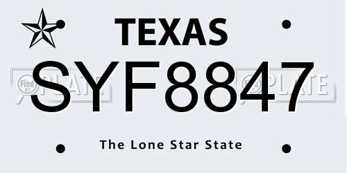 SYF8847 Texas License Plate