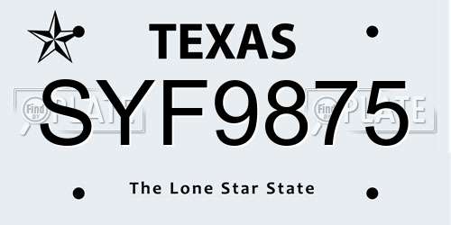 SYF9875 Texas License Plate
