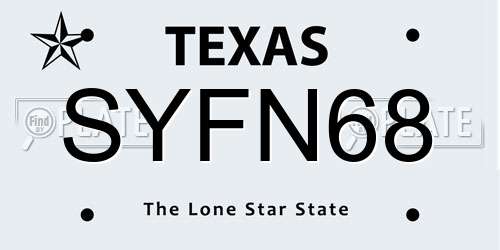 SYFN68 Texas License Plate