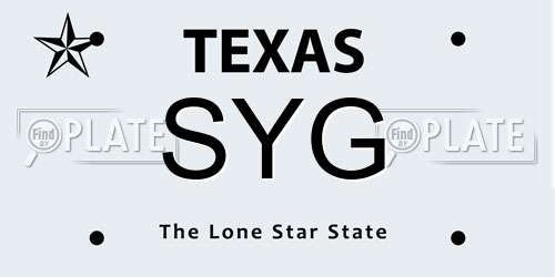 SYG Texas License Plate