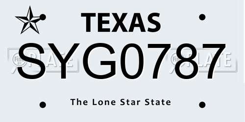 SYG0787 Texas License Plate