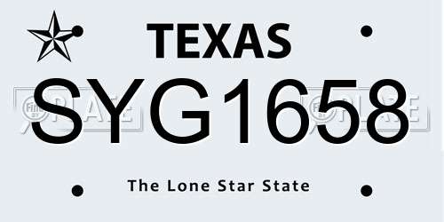 SYG1658 Texas License Plate
