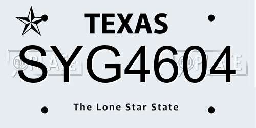 SYG4604 Texas License Plate