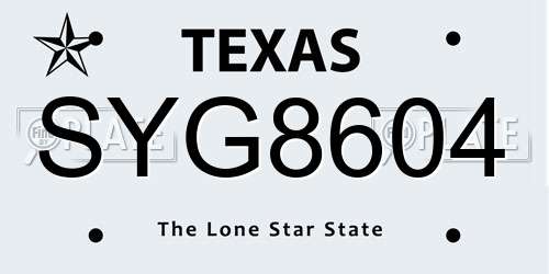 SYG8604 Texas License Plate