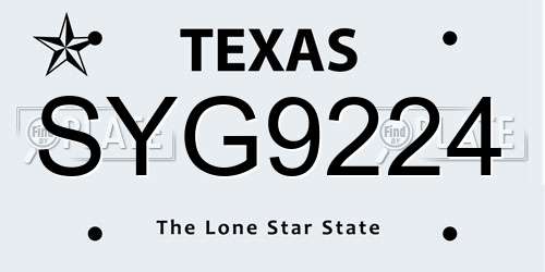 SYG9224 Texas License Plate