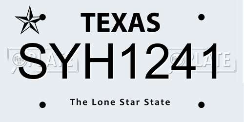 SYH1241 Texas License Plate