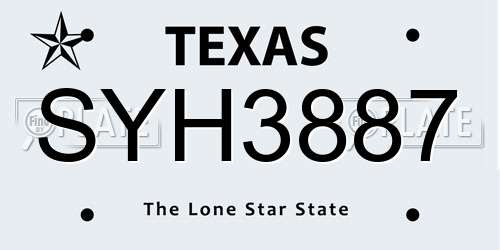 SYH3887 Texas License Plate