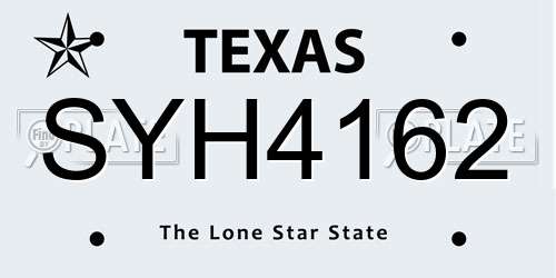 SYH4162 Texas License Plate