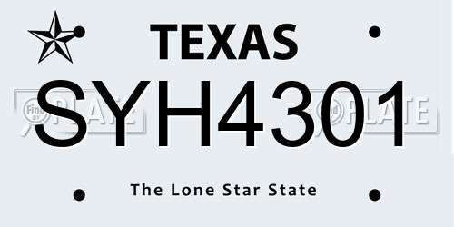 SYH4301 Texas License Plate