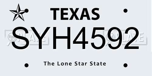 SYH4592 Texas License Plate