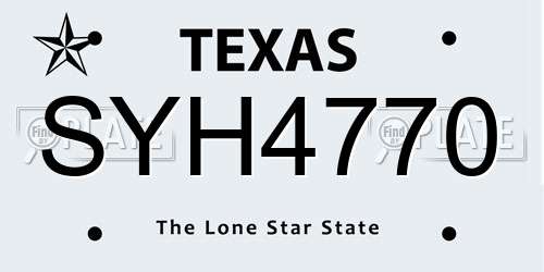 SYH4770 Texas License Plate