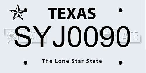 SYJ0090 Texas License Plate