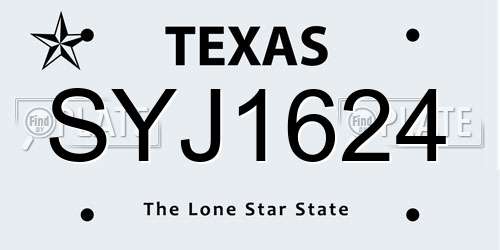 SYJ1624 Texas License Plate