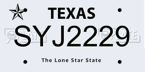 SYJ2229 Texas License Plate