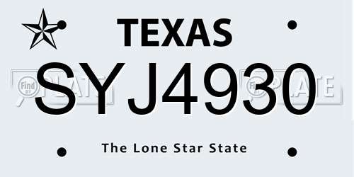 SYJ4930 Texas License Plate