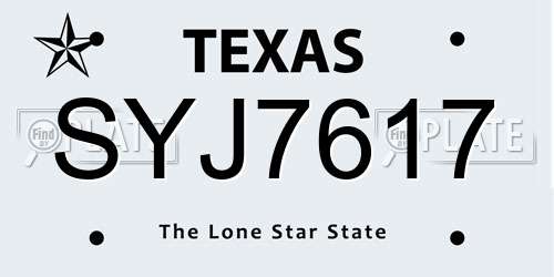 SYJ7617 Texas License Plate