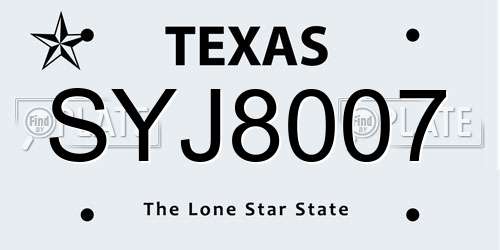 SYJ8007 Texas License Plate