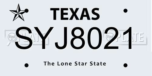 SYJ8021 Texas License Plate