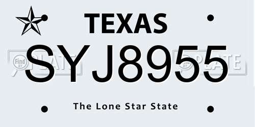 SYJ8955 Texas License Plate