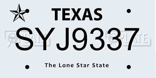 SYJ9337 Texas License Plate