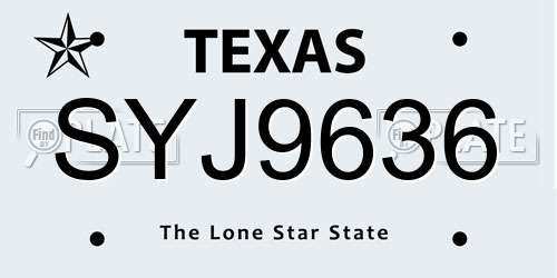SYJ9636 Texas License Plate