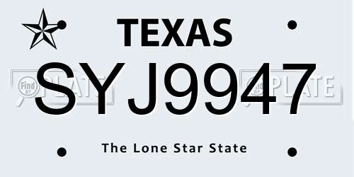 SYJ9947 Texas License Plate