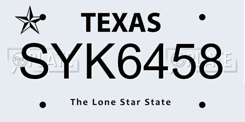 SYK6458 Texas License Plate
