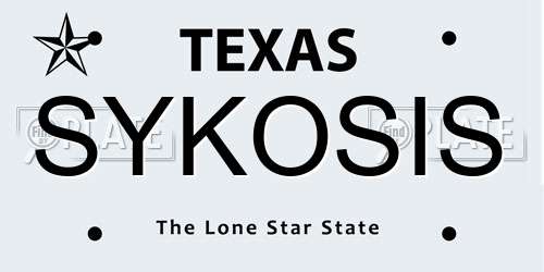 SYKOSIS Texas License Plate