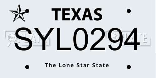 SYL0294 Texas License Plate