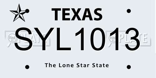 SYL1013 Texas License Plate