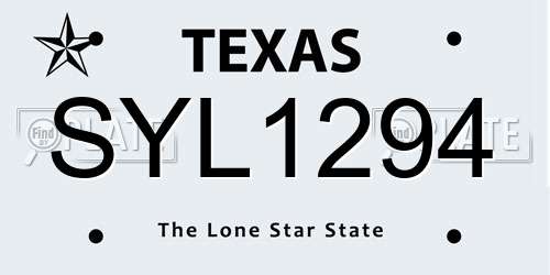 SYL1294 Texas License Plate