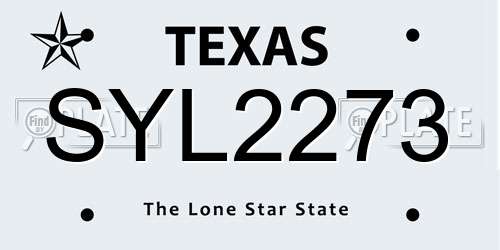 SYL2273 Texas License Plate