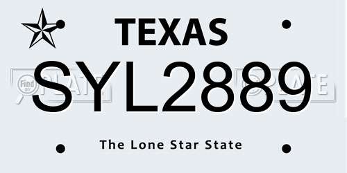 SYL2889 Texas License Plate