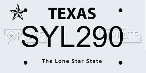 SYL290 Texas License Plate
