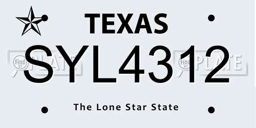 SYL4312 Texas License Plate