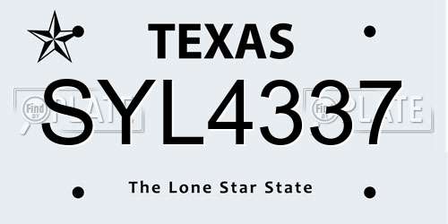 SYL4337 Texas License Plate