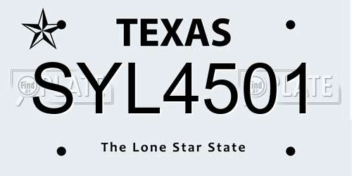 SYL4501 Texas License Plate