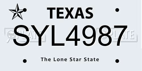 SYL4987 Texas License Plate