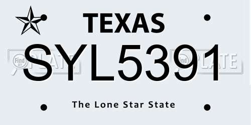 SYL5391 Texas License Plate
