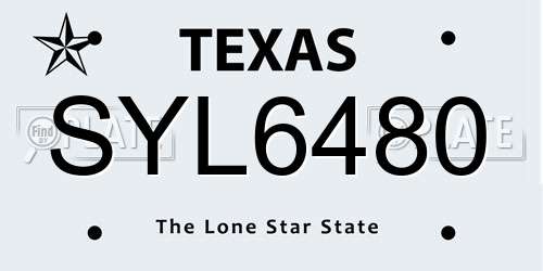 SYL6480 Texas License Plate